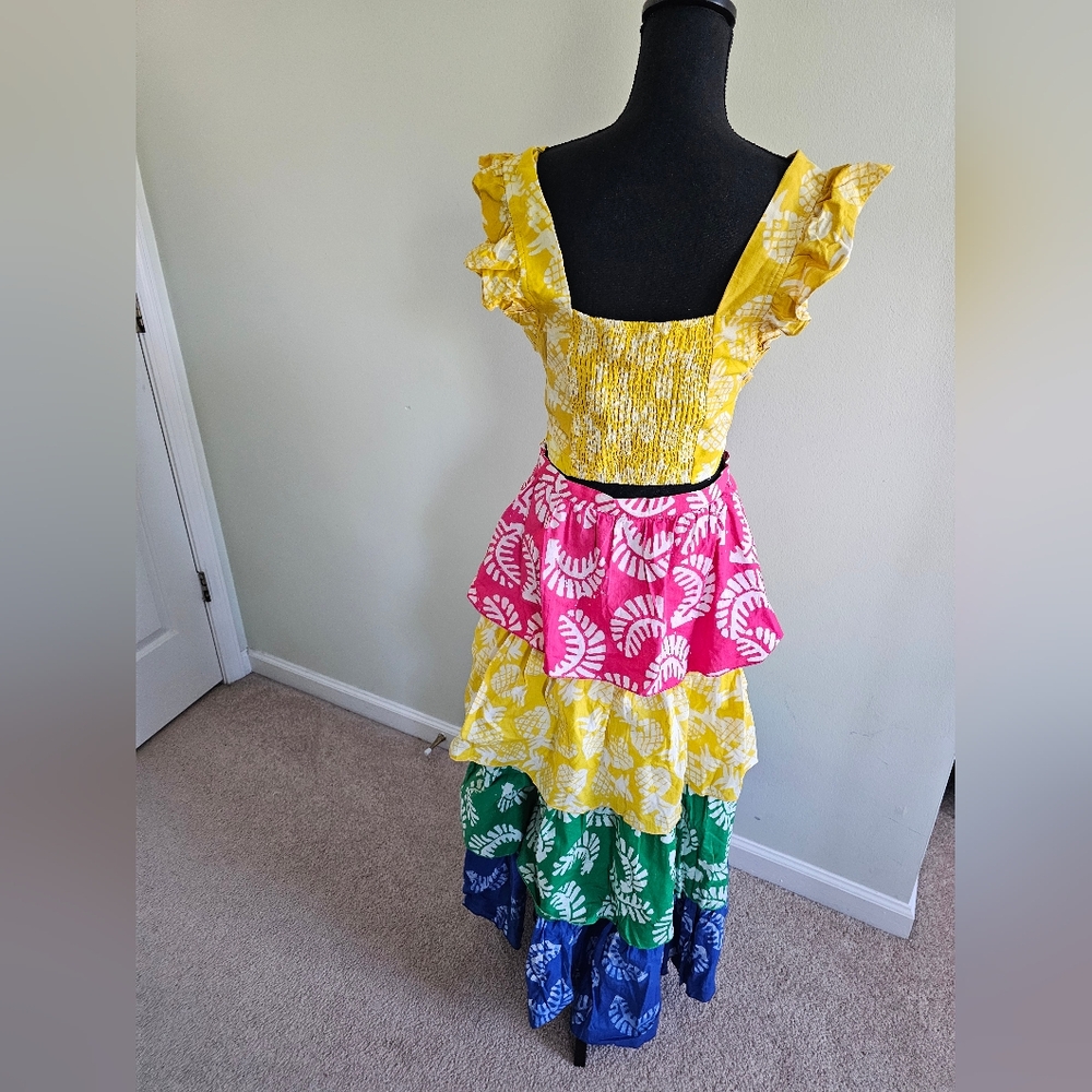 NWT Aqua x Studio 189 Rainbow Leaf Print Maxi Skirt Size M - Picture 9 of 9